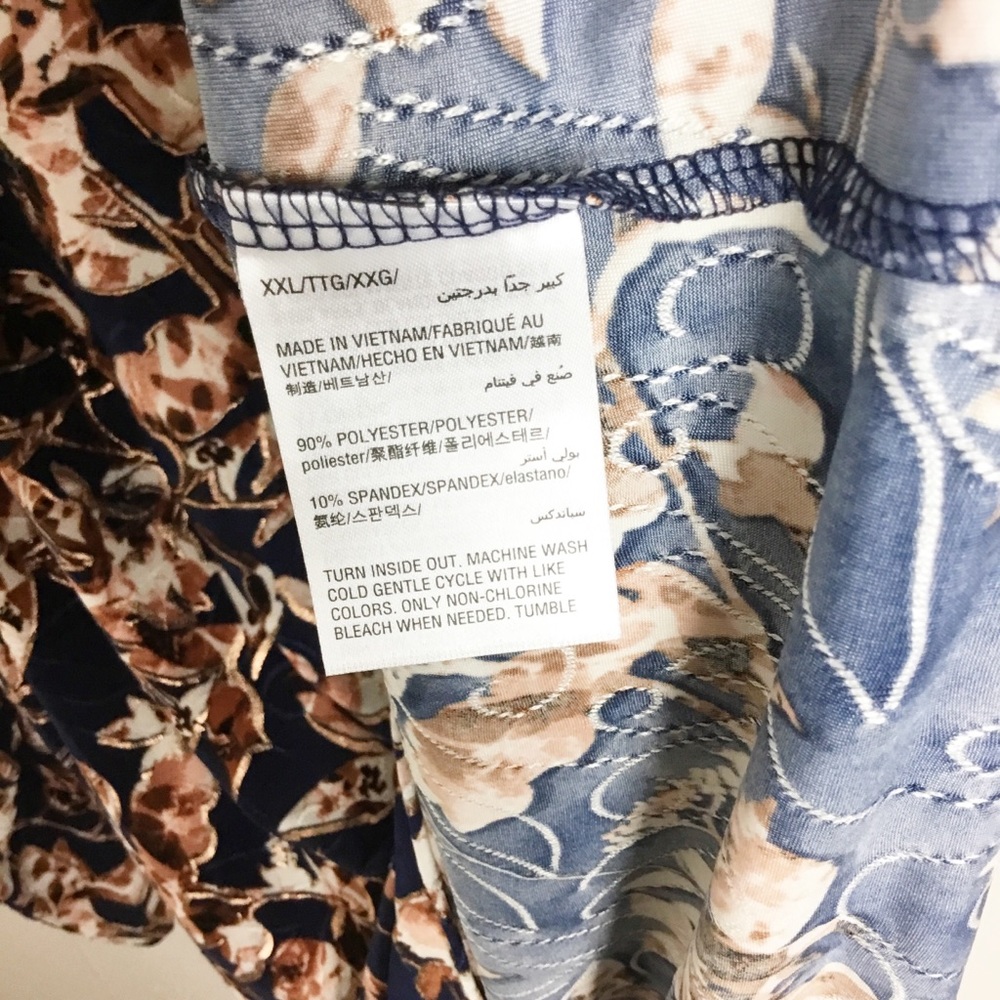JM Collection Macy’s Plus Size XXL Top 3/4 Sleeve Floral - Picture 4 of 5